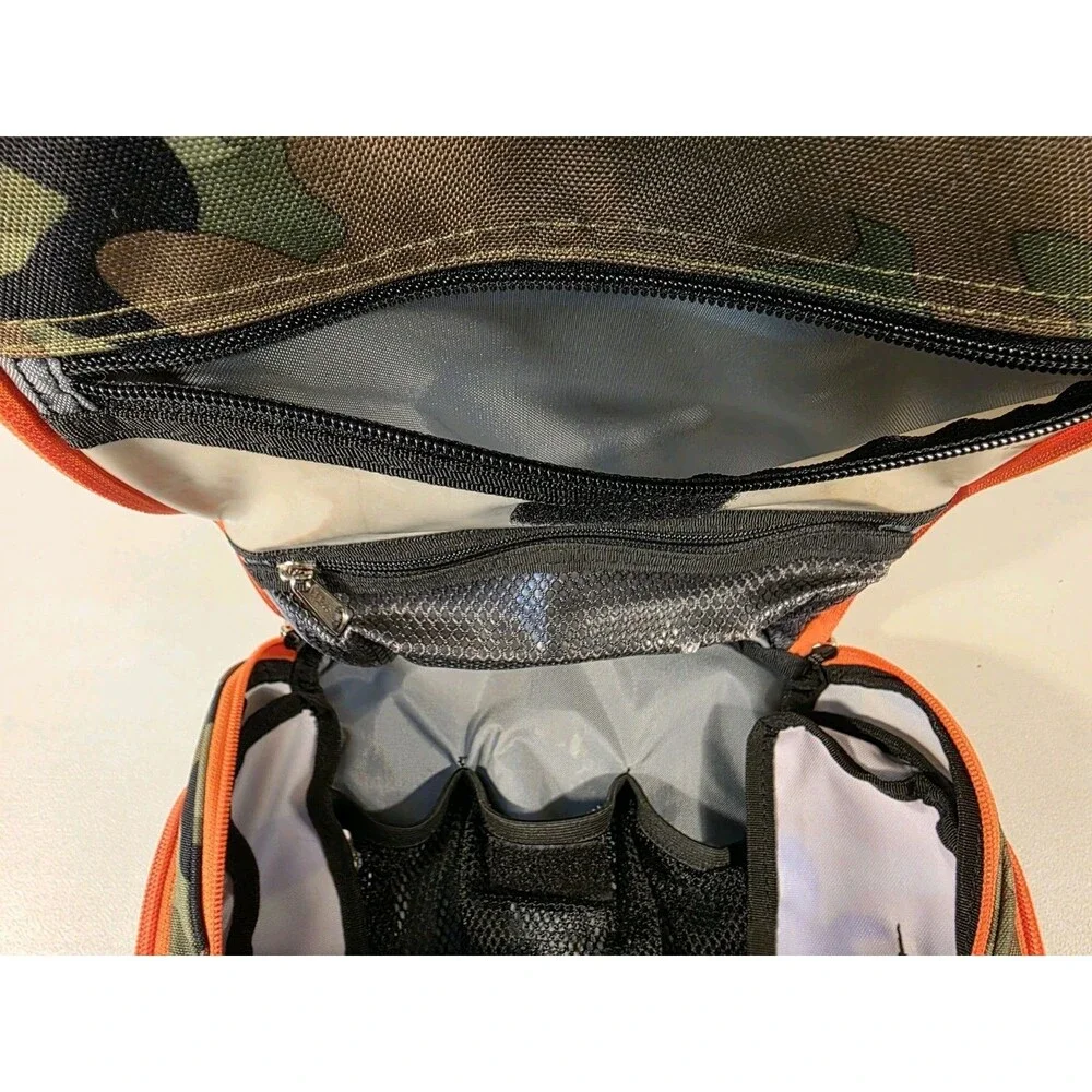 LL Bean Messenger Commuter Bag Camo Orange  Padded Organizer Missing Strap